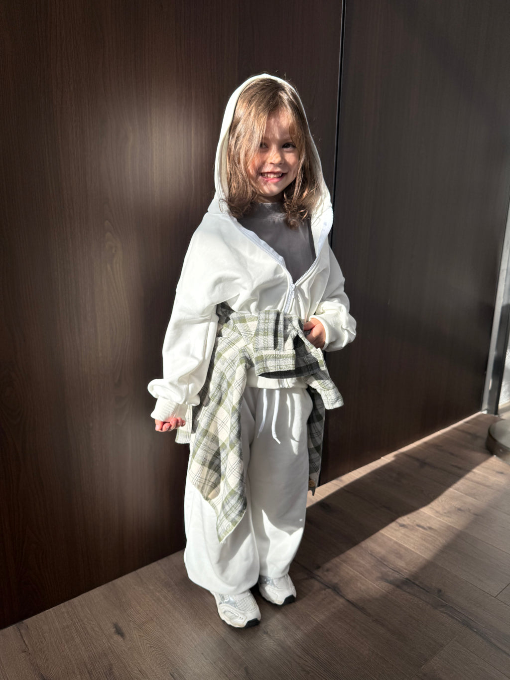 White Zip Hoodie Set