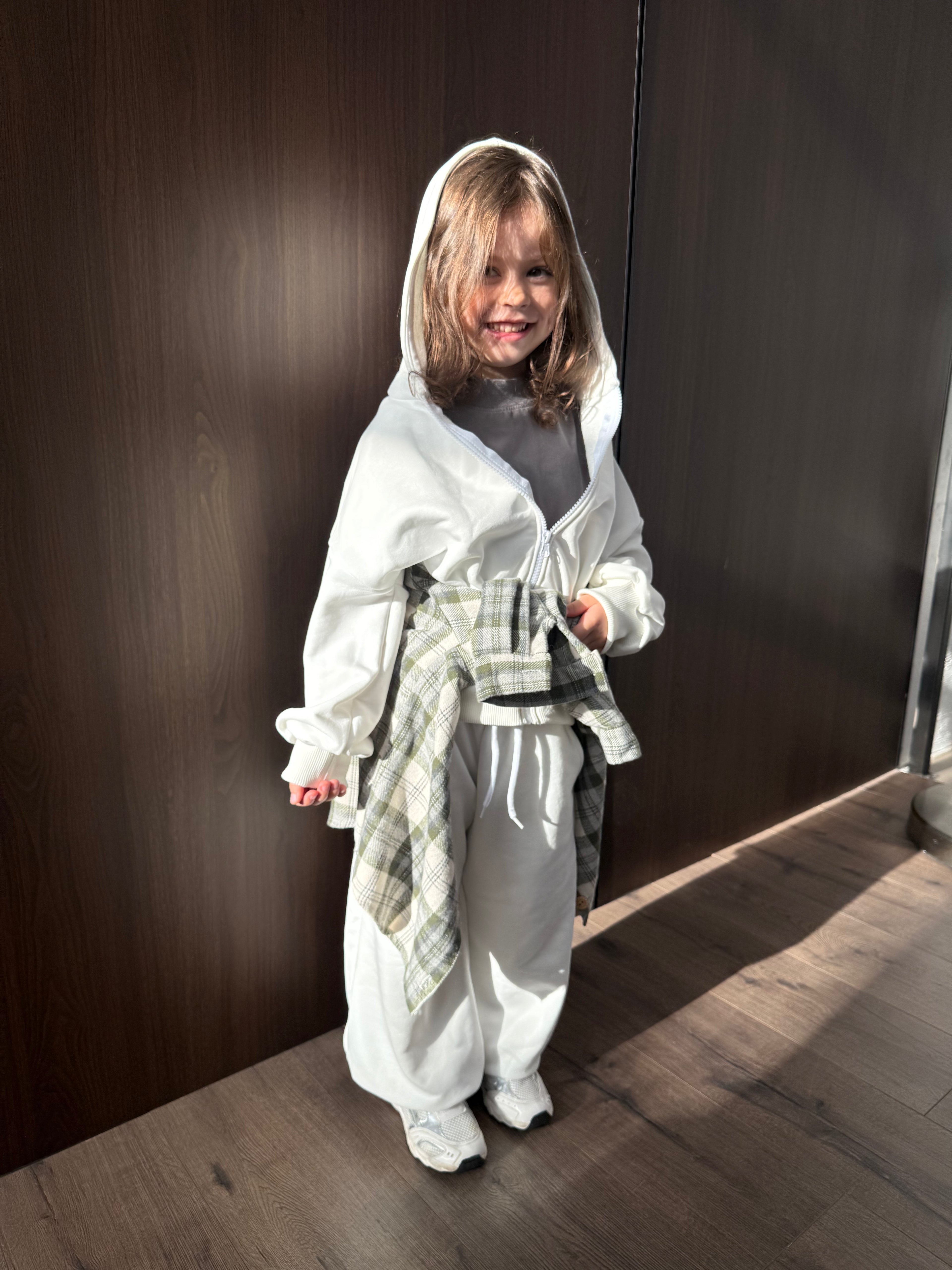 White Zip Hoodie Set