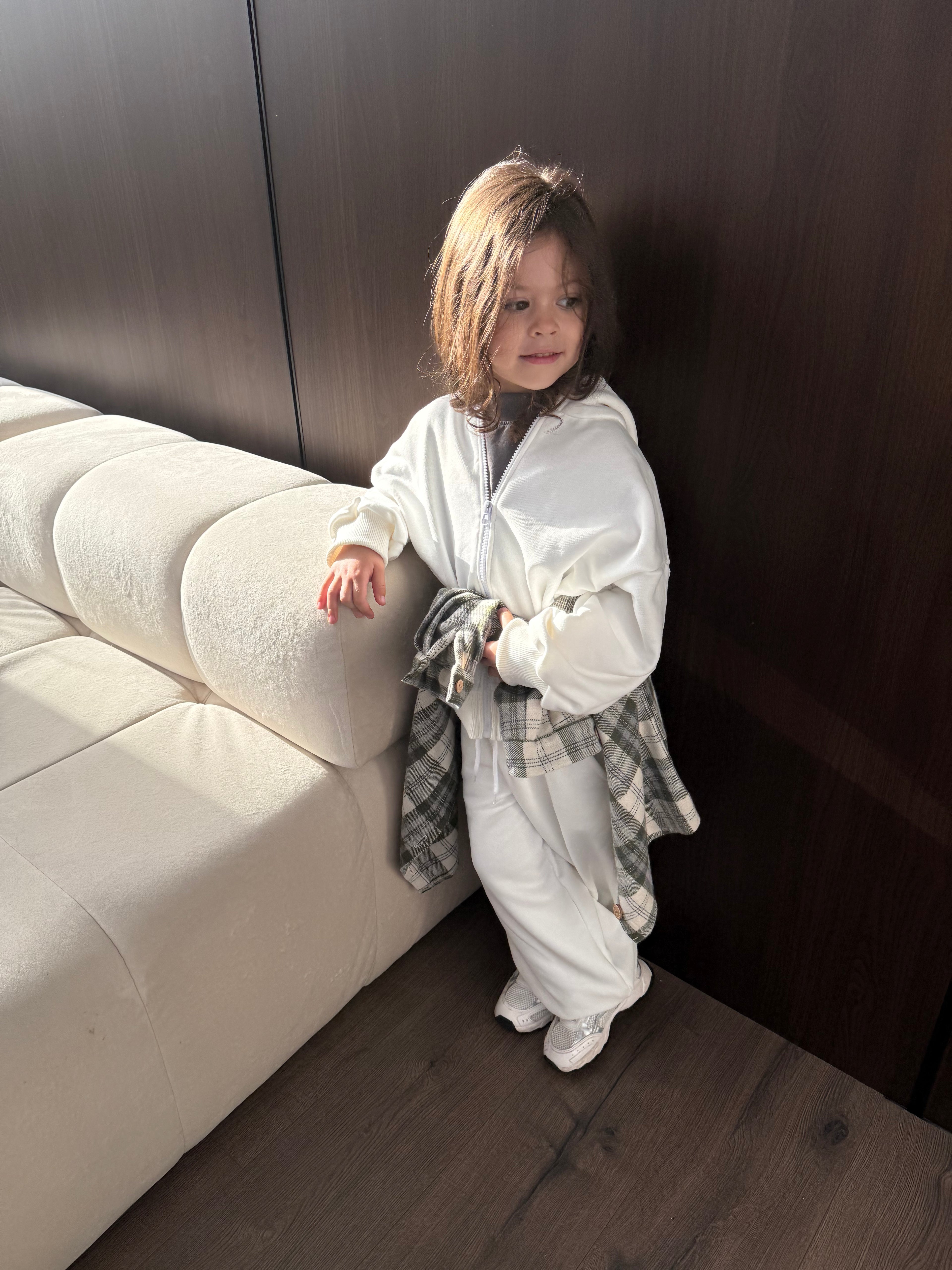 White Zip Hoodie Set