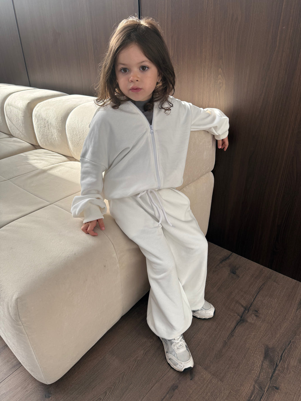 White Zip Hoodie Set