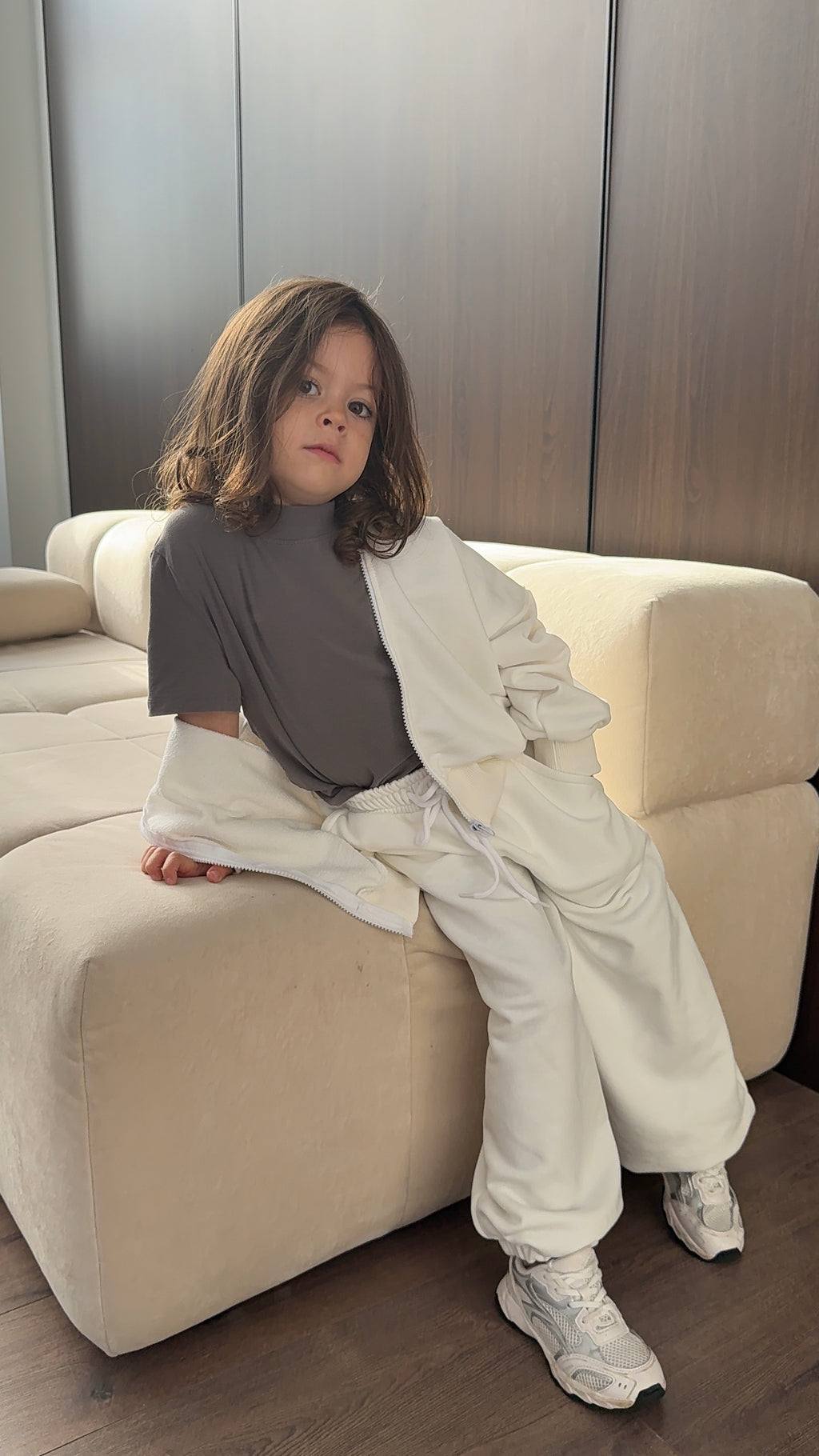 White Zip Hoodie Set