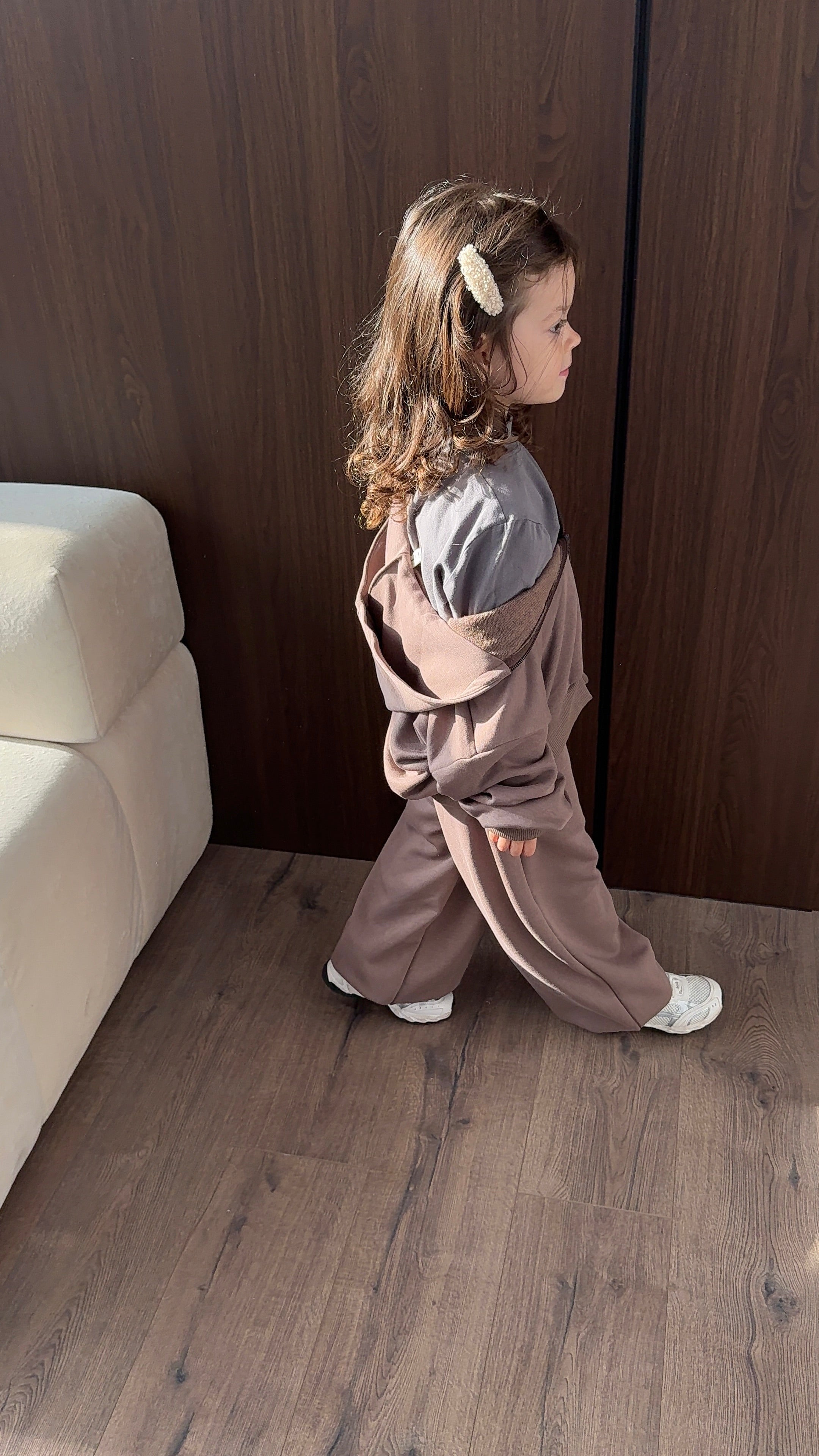 Brown Zip Hoodie Set