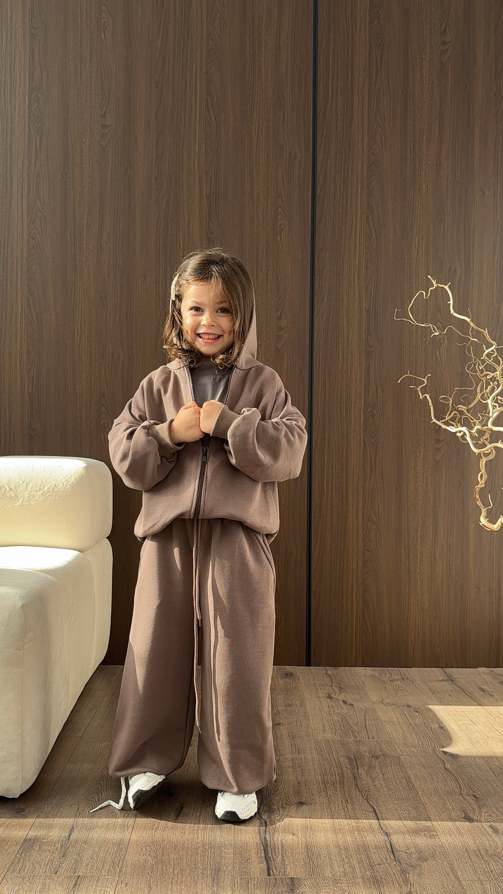 Brown Zip Hoodie Set