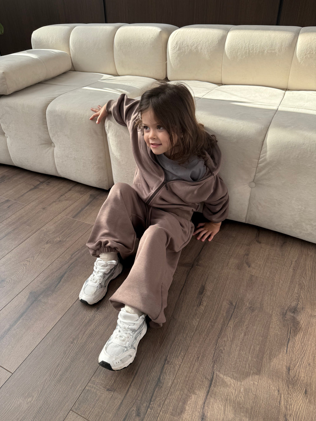 Brown Zip Hoodie Set