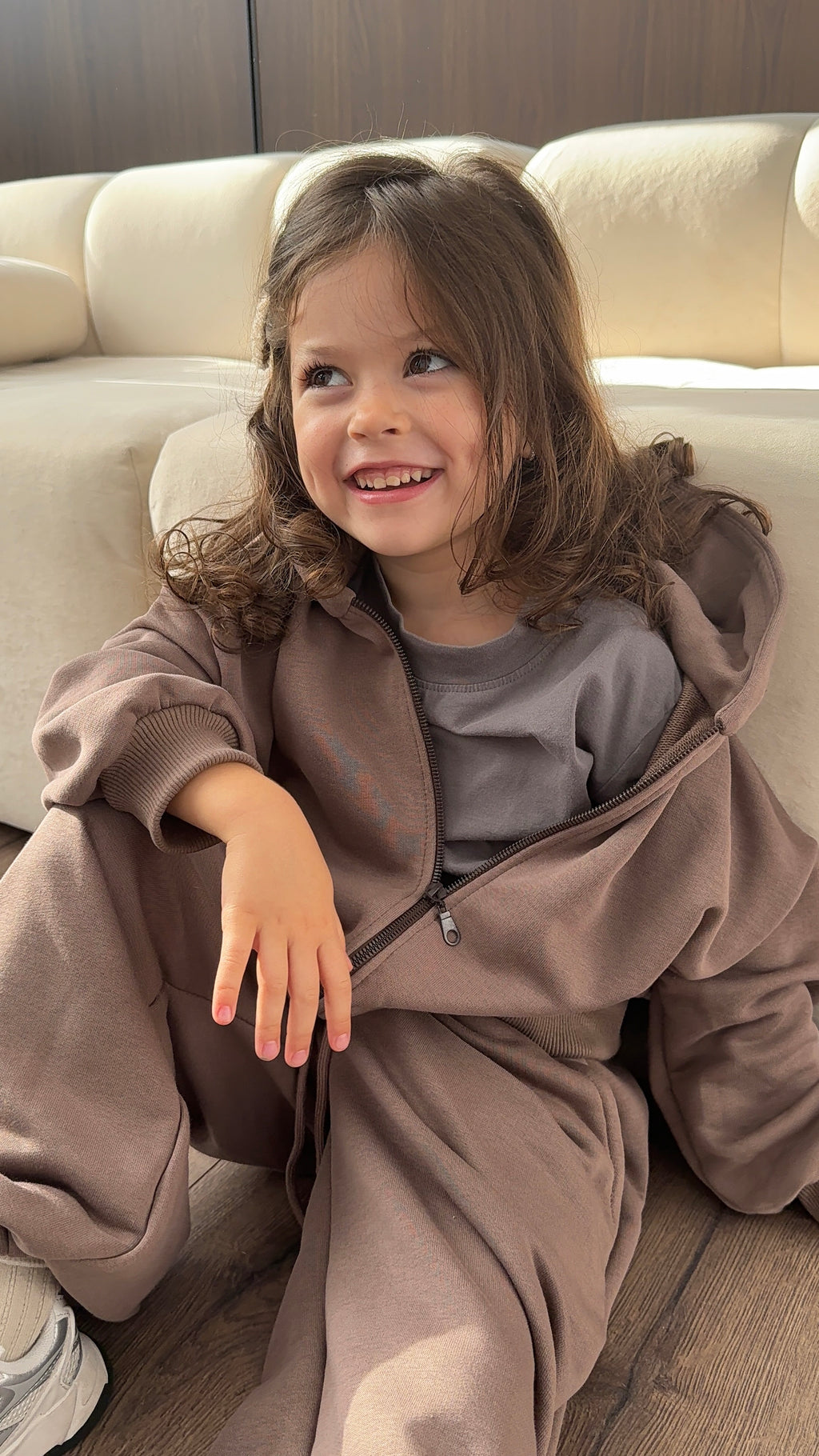 Brown Zip Hoodie Set